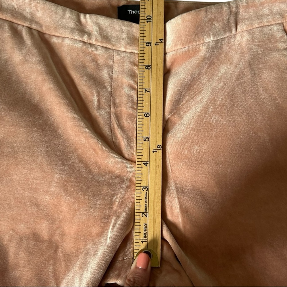 Theory Women’s Peach Caroleena Stretch Flared Crushed Velvet Pants Sz 4 - Picture 4 of 7